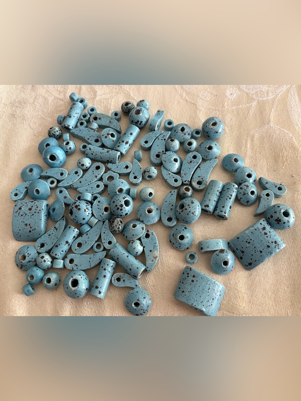 Grecian vintage Turquoise Blue w splatter ceramic beads As Is Crafts DIY